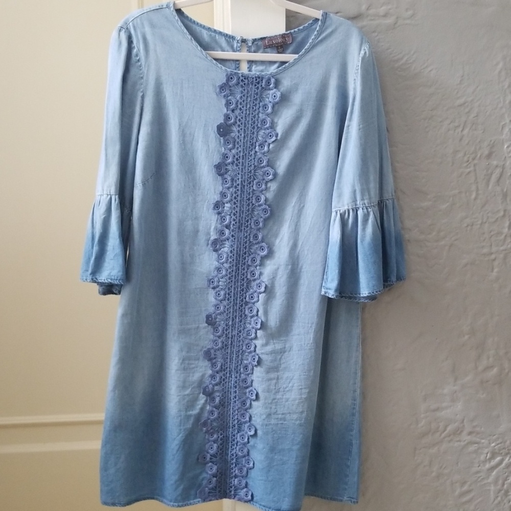 Blue denim look dress by Luxology size 12